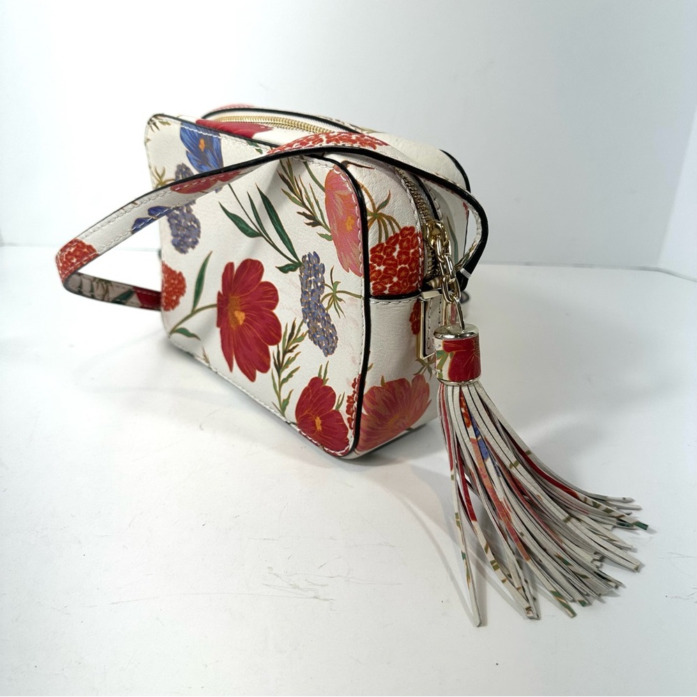 Kate Spade Floral Print Arla White Leather Crossbody Camera Bag - Picture 6 of 16